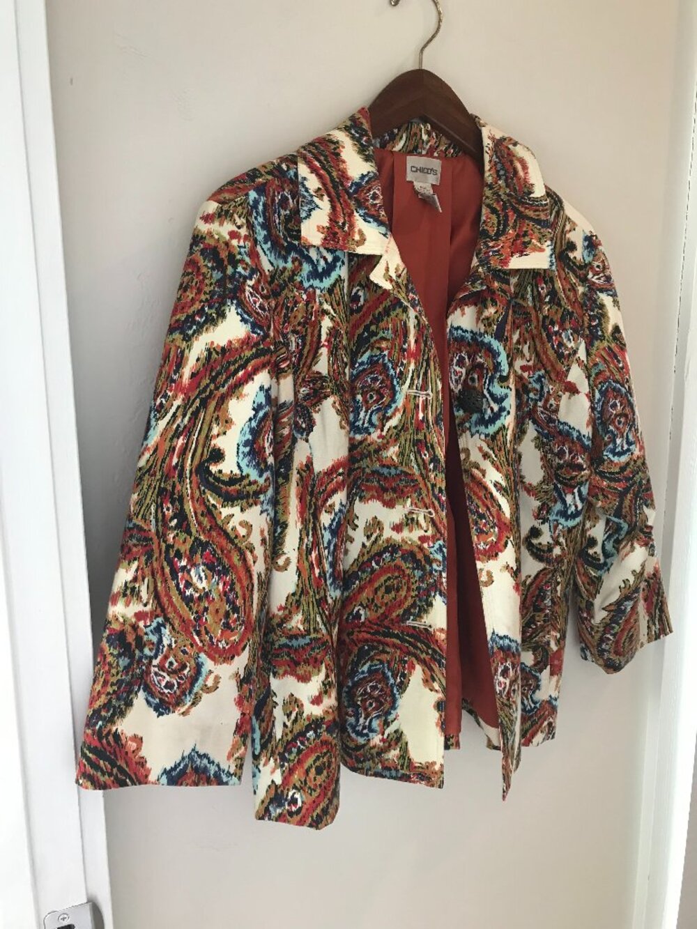 CHICO'S PAISLEY JACKET SIZE 2 (Large)